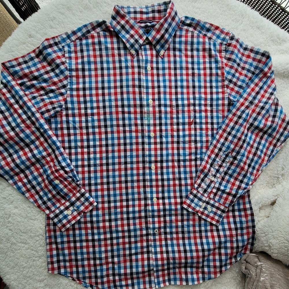Nautica, Large,  Plaid LS Shirt